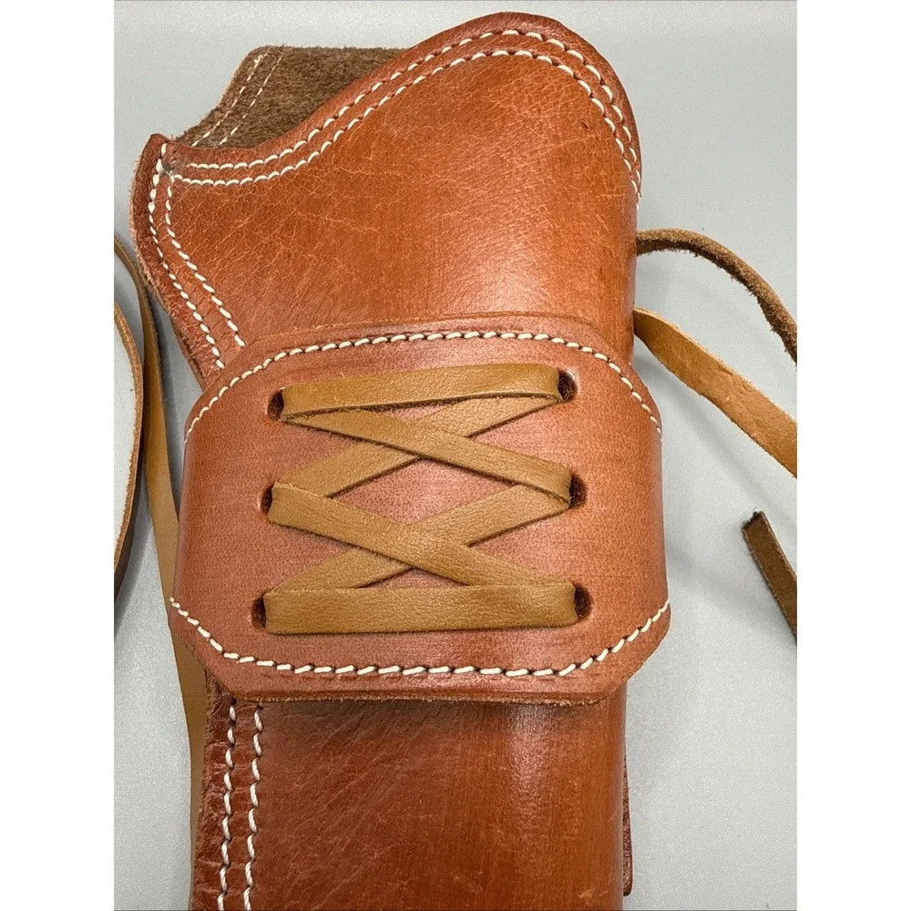 REVOLVER GUN HOLSTER PISTOL LEATHER WESTERN UNI FIT OPEN BOTTOM LEATHER TIE DOWN